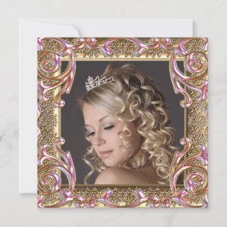 Pink Gold Photo Sweet Sixteen Birthday Party Invitation