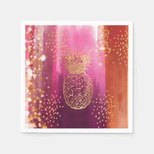 Pink Gold Pineapple Glitter Napkins