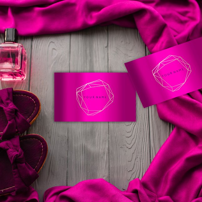 Pink Gold  Poligonal Frame Geometric Business Card (Pink Gold Poligonal Frame Geometric Business Card)