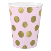 Pink Gold Polka Dot Birthday Party Paper Cup (Back)