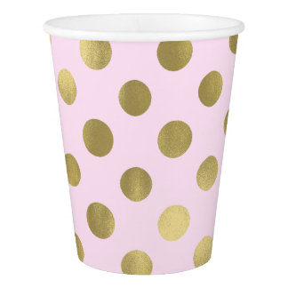 Pink Gold Polka Dot Birthday Party Paper Cup