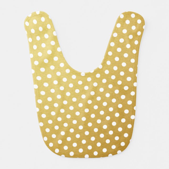 Pink & Gold Polka Dot Pattern Baby Bib (Front)