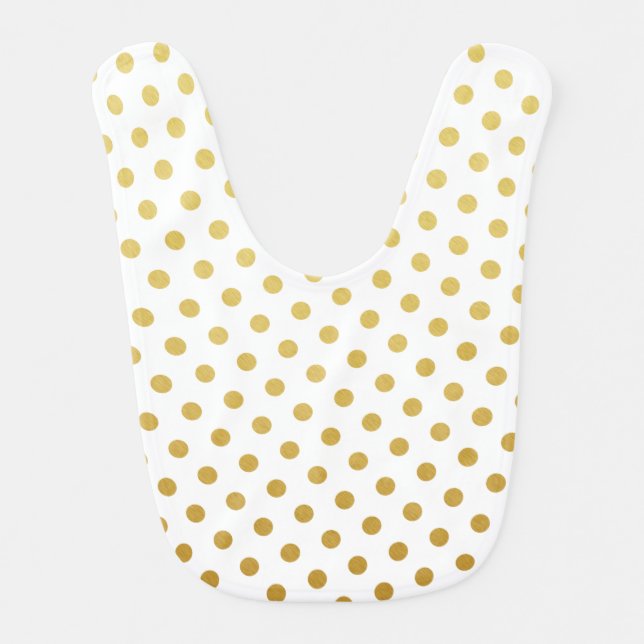 Pink & Gold Polka Dot Pattern Baby Bib (Front)