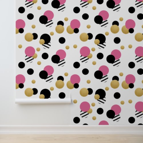 Pink Gold Polka Dot Wallpaper