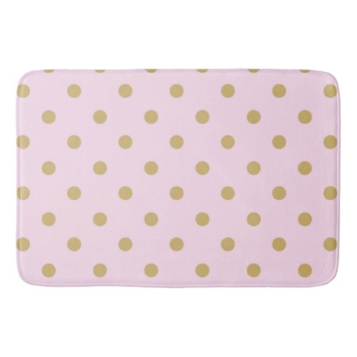 Pink  Gold Polka Dots Modern Trendy Girly Pattern Bath Mat