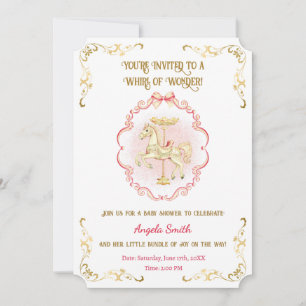 Pink & Gold Pony Dreams-Baby Shower Invitation