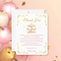 Pink & Gold Pony Dreams-Baby Shower Thank You Card