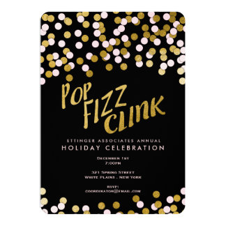 Pink | Gold Pop Fizz Clink Holiday Office Party Card
