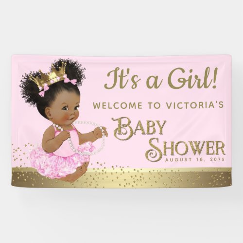Pink Gold Princess Baby Shower Banners