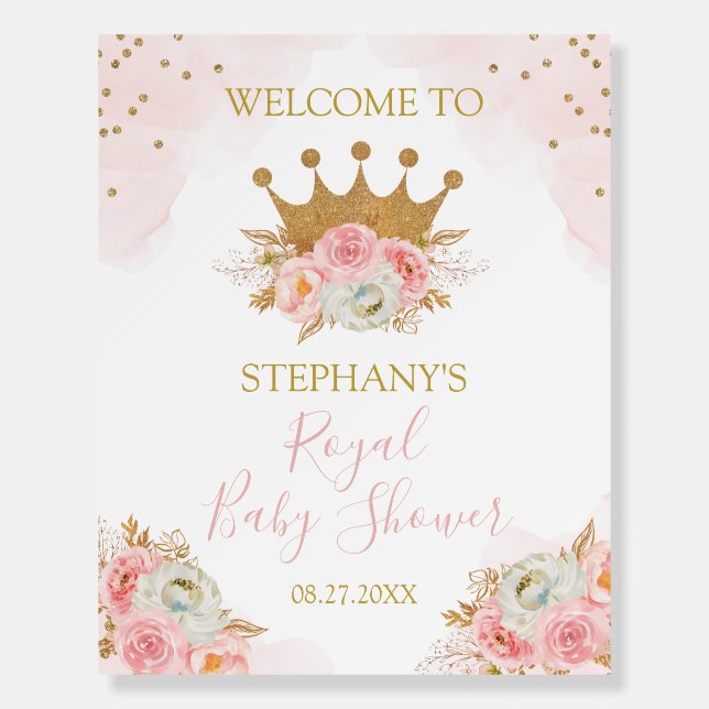Pink & Gold Princess Baby Shower Foam Board (Front)