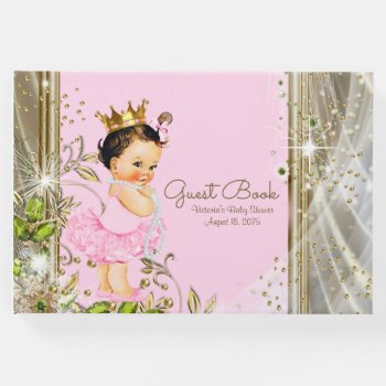 Pink Gold Princess Baby Shower Guest Book by The_Vintage_Boutique at Zazzle