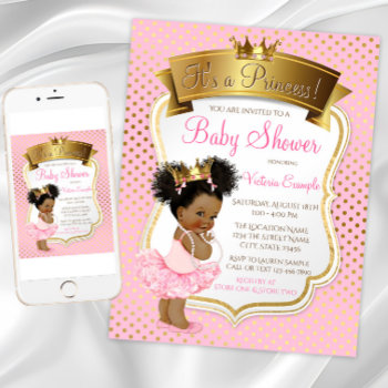 Pink Gold Princess Baby Shower Invitations by The_Baby_Boutique at Zazzle