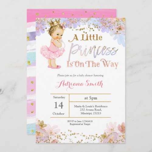 Pink Gold Princess Baby Shower invite