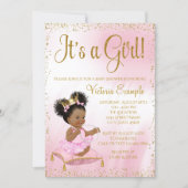 Pink Gold Princess Baby Shower Its a Girl Invitation (Front)