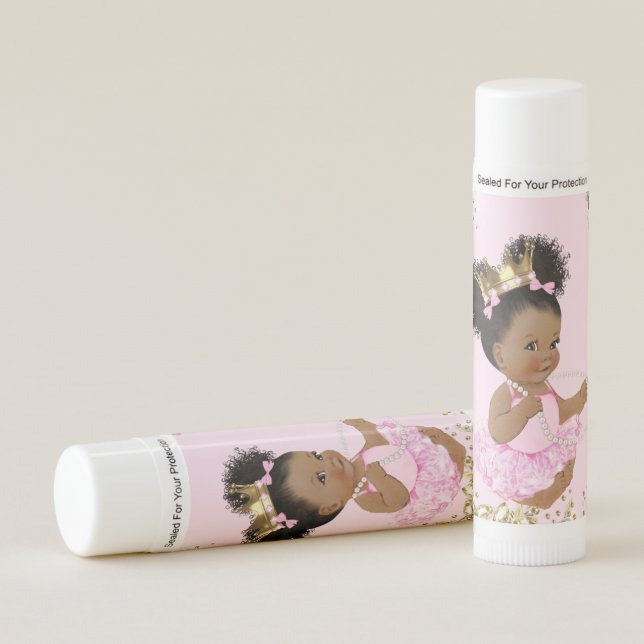 Pink Gold Princess Baby Shower Lip Balm (Front)