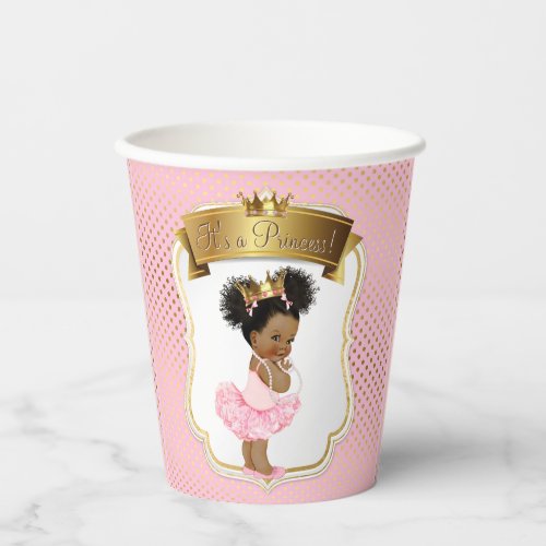 Pink Gold Princess Baby Shower Paper Cups