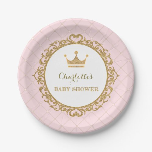 Pink Gold Princess Baby Shower Party 7 Plate