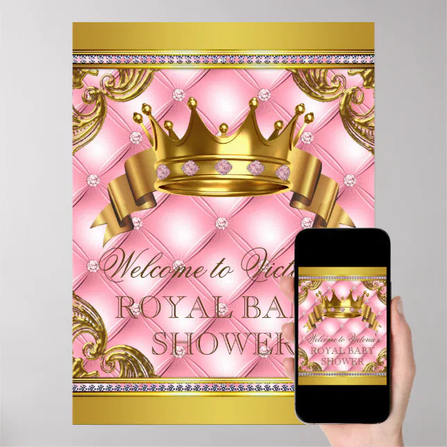 Pink Gold Princess Baby Shower Signs Zazzle