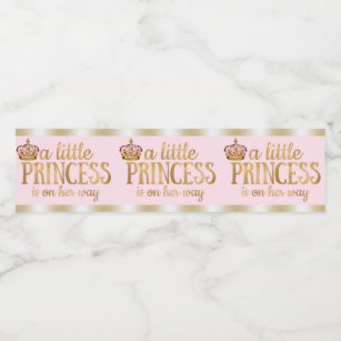 Pink and Gold Little Princess Water Bottle Labels