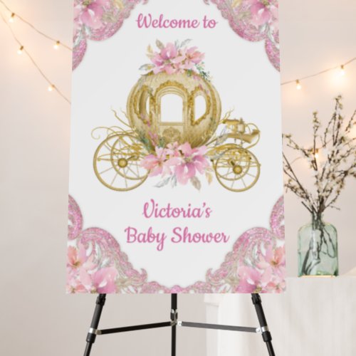 Pink Gold Princess Baby Shower Welcome Sign