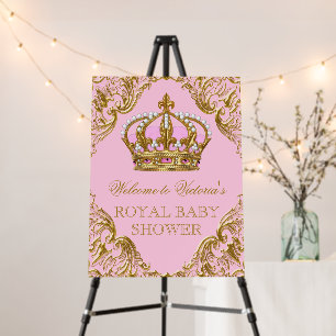 Pink Gold Princess Baby Shower Welcome Sign