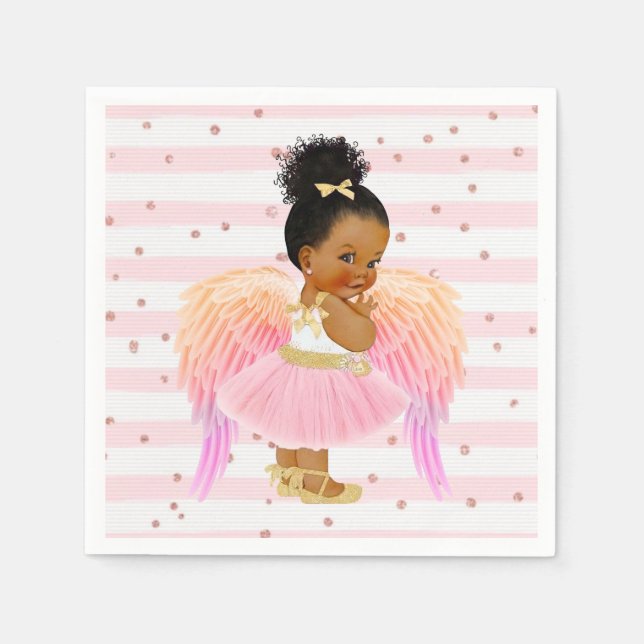 Pink Gold Princess Ballerina Baby Shower/Birthday Napkins (Front)