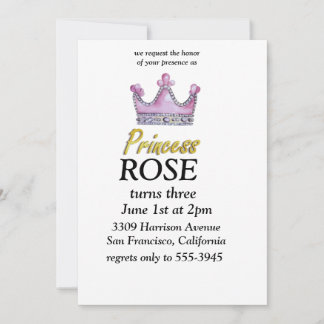 Pink & Gold princess birthday invitation