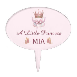 Pink Gold Princess Butterfly Baby Shower Cupcake T Cake Topper