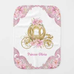 Pink Gold Princess Carriage Baby Burp Cloth
