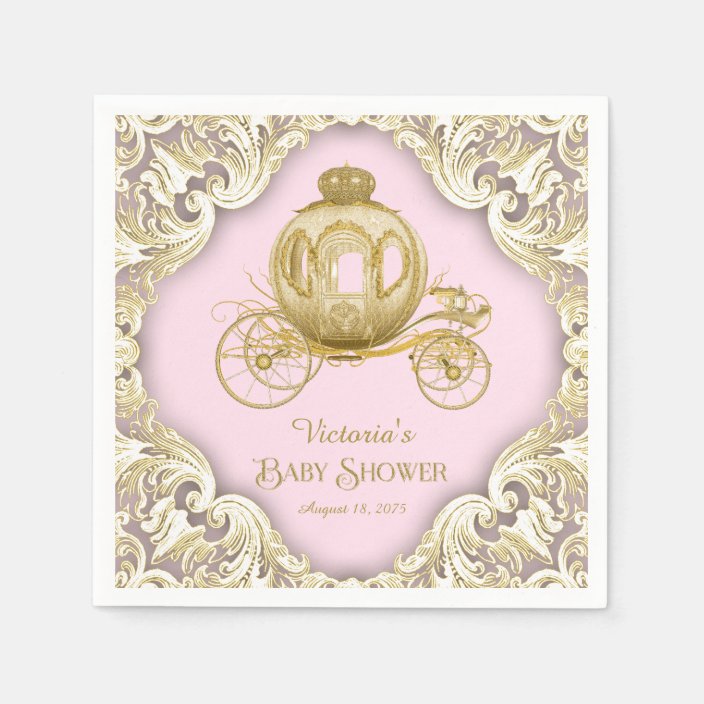 pink and gold baby shower napkins