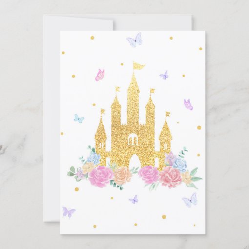 Pink Gold Princess Castle Birthday Invitation | Zazzle