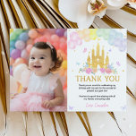 Pink Gold Princess Castle Birthday Thank You Card<br><div class="desc">Our Pink Princess Castle Thank You Cards are the perfect way to show gratitude and appreciation to your guests for celebrating with you. The design features a festive and colorful layout with space for a personalized message or a "thank you" note. They are perfect for sending out after the party...</div>