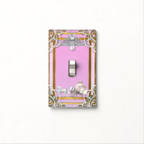 Pink Gold Princess Crown & Carriage Fairy Tale Light Switch Cover