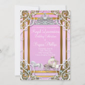 Pink Gold Princess Crown & Carriage Quinceañera Invitation (Front)