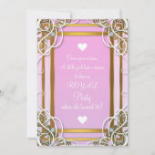 Pink Gold Princess Crown & Carriage Sweet 16 Party Invitation (Back)