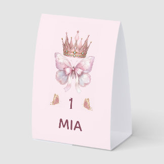 Pink Gold Princess Crown Table Numbers Card Paper Table Tent