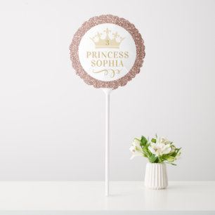 Pink Gold Princess Crown Tiara Custom Birthday Balloon