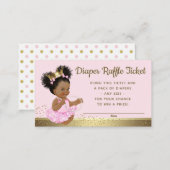Pink Gold Princess Diaper Raffle Tickets Enclosure Card (Front/Back)