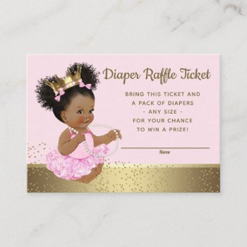 Pink Gold Princess Diaper Raffle Tickets Enclosure Card by The_Vintage_Boutique at Zazzle