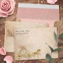 Pink Gold Princess Horse Carriage Return Address Envelope