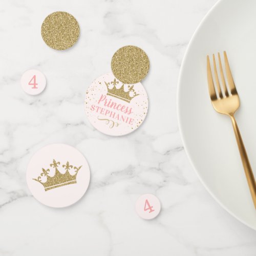 Pink Gold Princess Party Custom Birthday Table Confetti