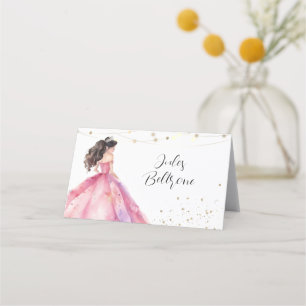 Pink Gold Princess Quinceañera Place Card
