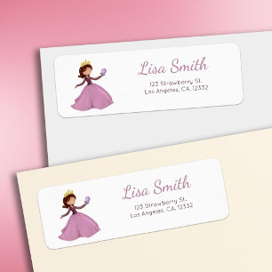 Pink Gold Princess Quinceanera Return Address Label