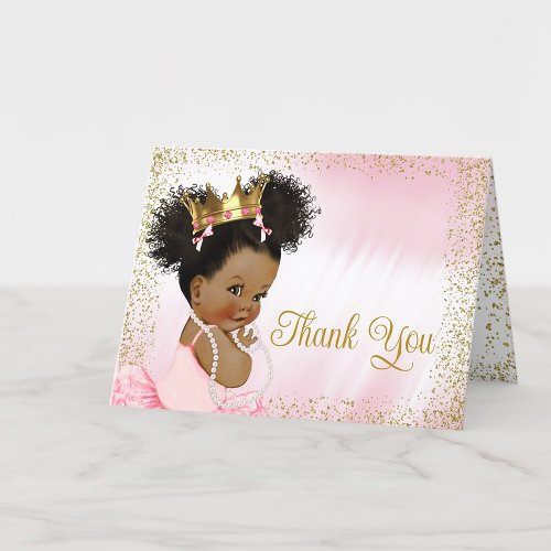 Pink Gold Princess Tutu Baby Shower Thank You Card