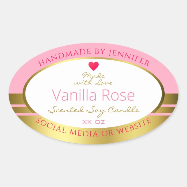 Pink Gold Product Packaging Label Easy Custom Text (Front)