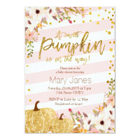 Pink Gold Pumpkin Baby Shower Invitation