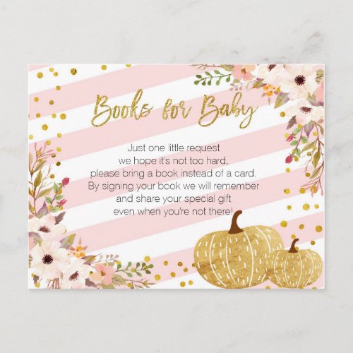 Pink Gold Pumpkin Books for Baby Postcard