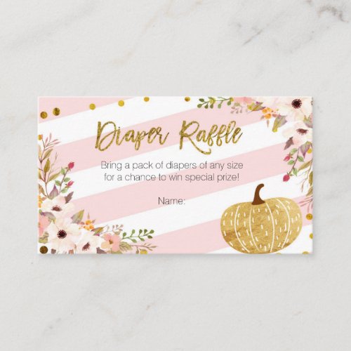 Pink Gold Pumpkin _ Diaper Raffle Card