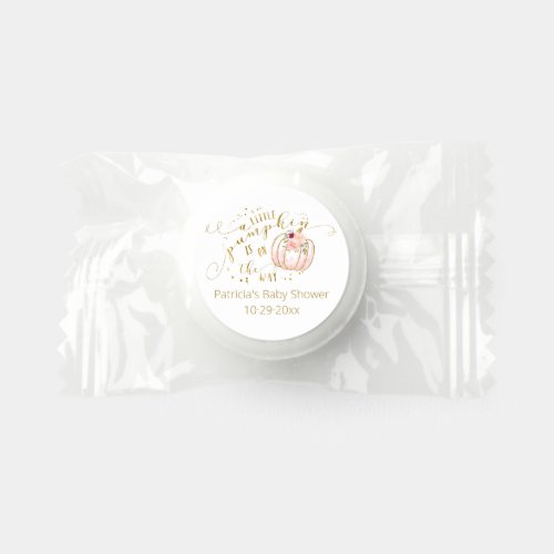 Pink Gold Pumpkin Fall Baby Shower  Life Saver Mints