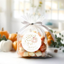 Pink Gold Pumpkin Fall Baby Shower Thank You Classic Round Sticker